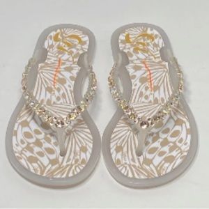 Sophia Webster Esme Crystal-Embellished Flip Flop white gold size 38 (8)